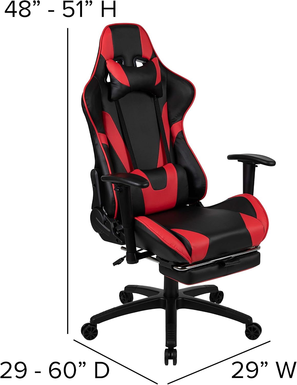 Authentic Crazy Deals Flash Furniture Red Gaming Desk and Red/Black Footrest Reclining Gaming Chair Set with Cup Holder and Headphone Hook