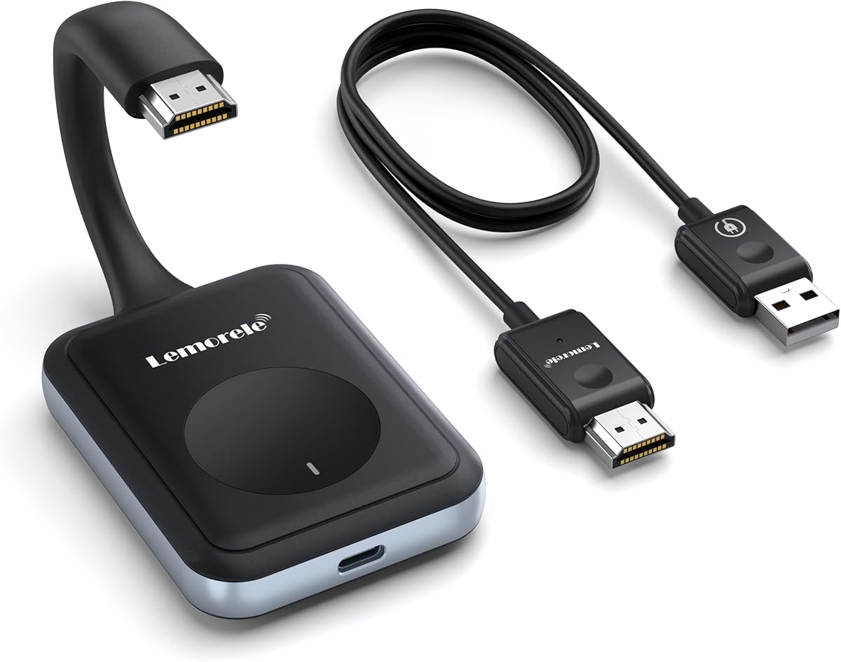 Lemorele Wireless HDMI Transmitter and Receiver Portable HDMI Extender Kit, Plug&Play 2.4/5G 164ft Range 1080P HD, Up to 8 Transmitter for Streaming Video&Audio to HD TV/Monitor from Laptop/TV-Boxs