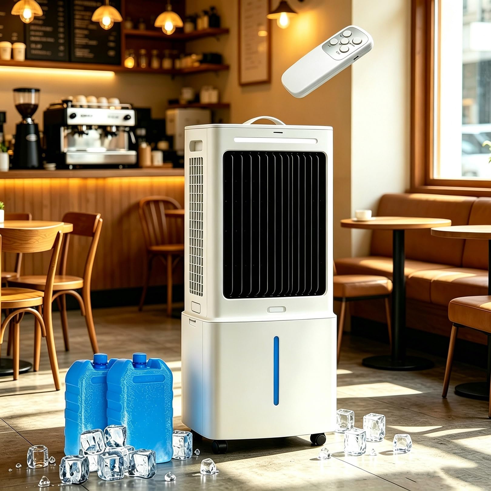 Evaporative Air Cooler Fan with Remote, Portable 3 IN 1 Air Conditioner 25L Tank, 2 Ice Packs, 12H Timer for Home Bedroom Office