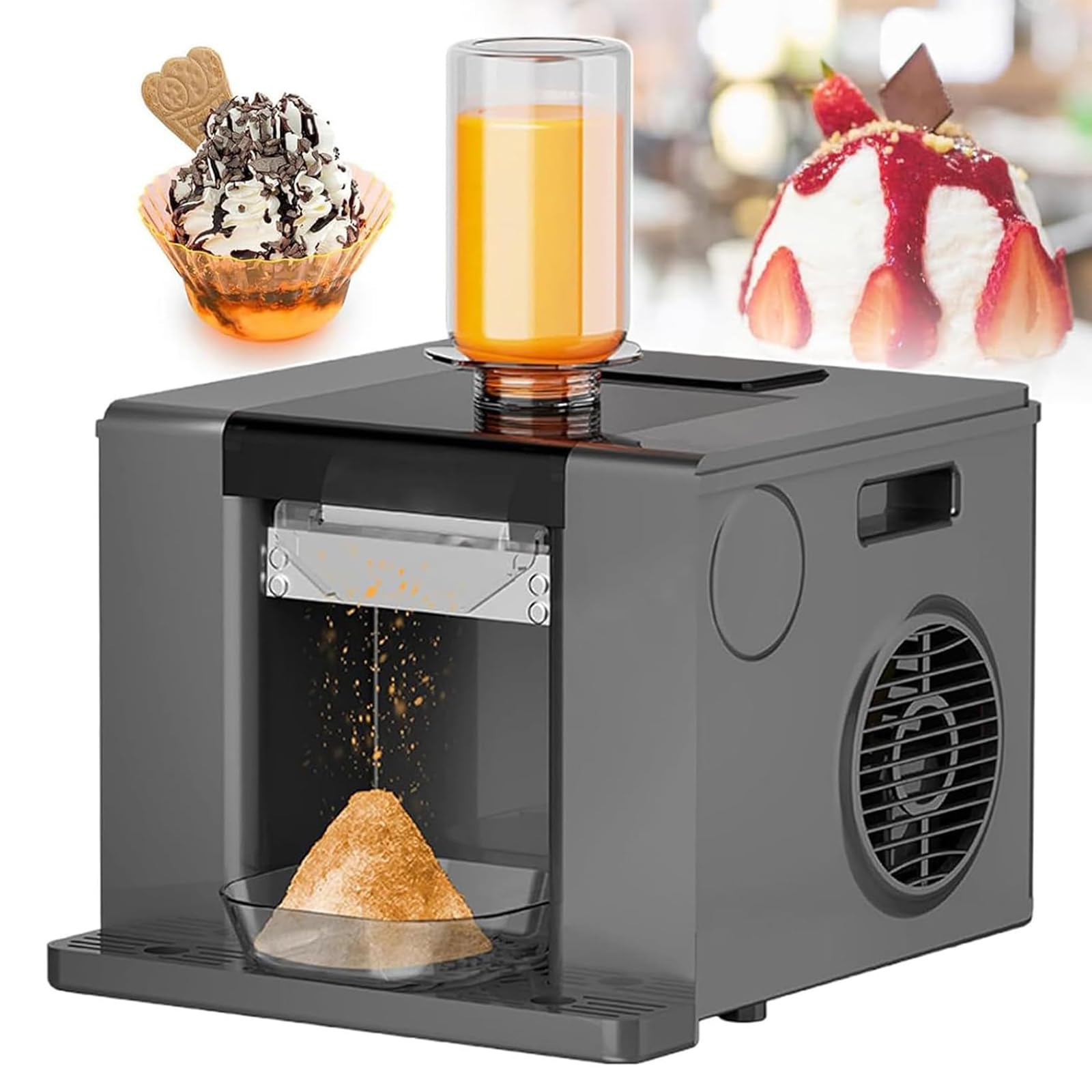 WLSYX Commercial Ice Shaver, Snowflake Ice Maker Machine, 60kg/24h And 280w Fast Cooling, 304 Stainless Steel Core Parts And 750ml Tank, For Snack Bar, Ice Cream Shop, Food Truck, black