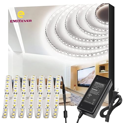 EMITEVER Tira de luces LED blanca fría, 5000K 24V LED cinta de luz UL listada, Ra 95+, IP30, 25 pies, 2.9 Wft, 240 lúmenespie, 900 LEDScarrete +24 V
