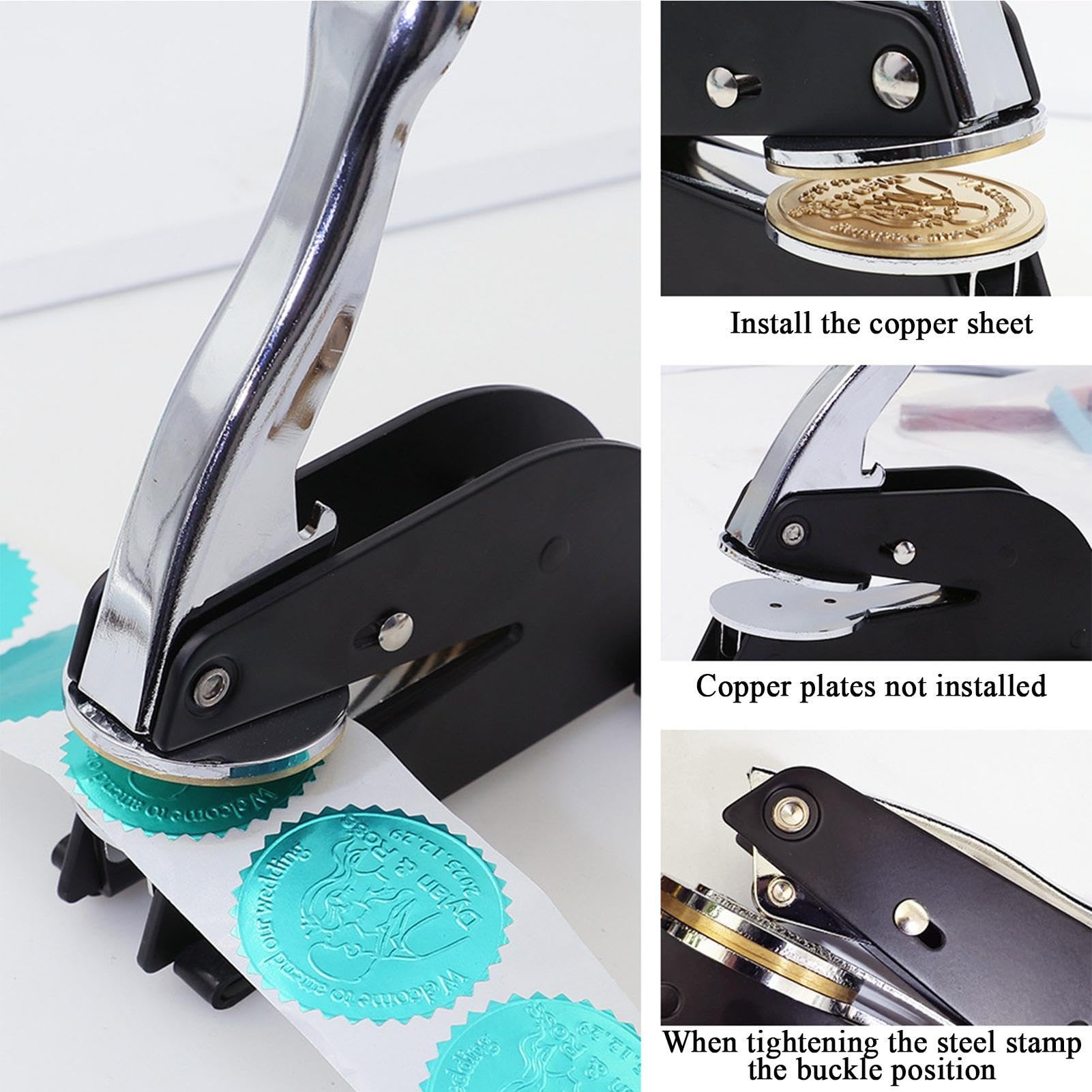 Embosser per libri | Stampa per sigillare etichette con motivo chiaro | Embosser personale di libri | Per biblioteca, notaio, scuola, libero, busta, ufficio, azienda, matrimonio