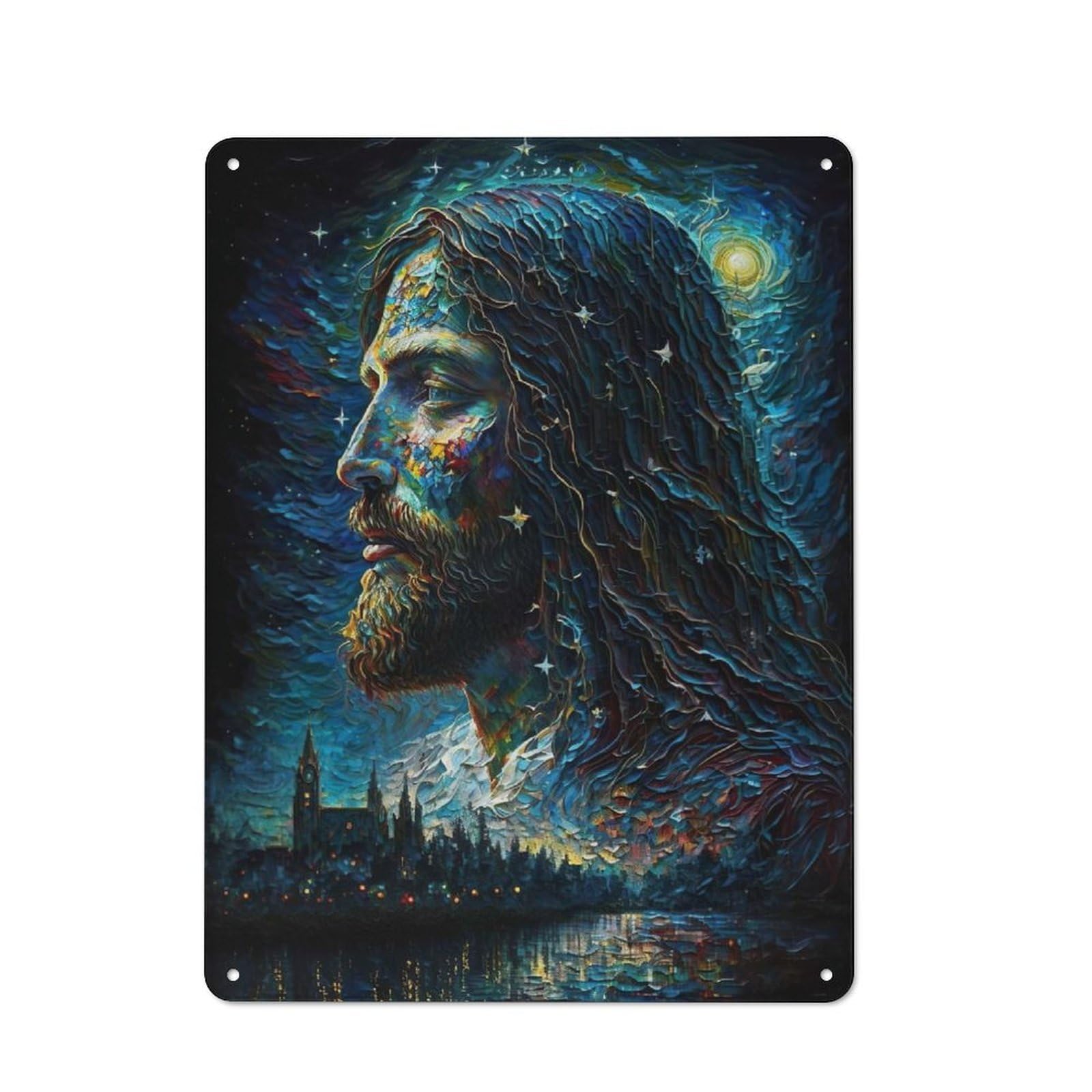 Junmoney Oil Painting Of Jesus Tin Wall Plaque 40X30cm With For Studio Or Craft Room, For Cooler-Season Styling In Studio And Craft Room