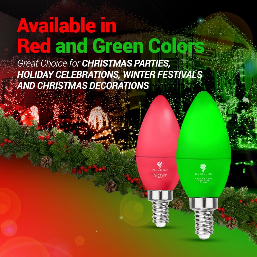 6 Pack BlueX LED Green Light Bulb - 4W (40Watt Equivalent) - E12