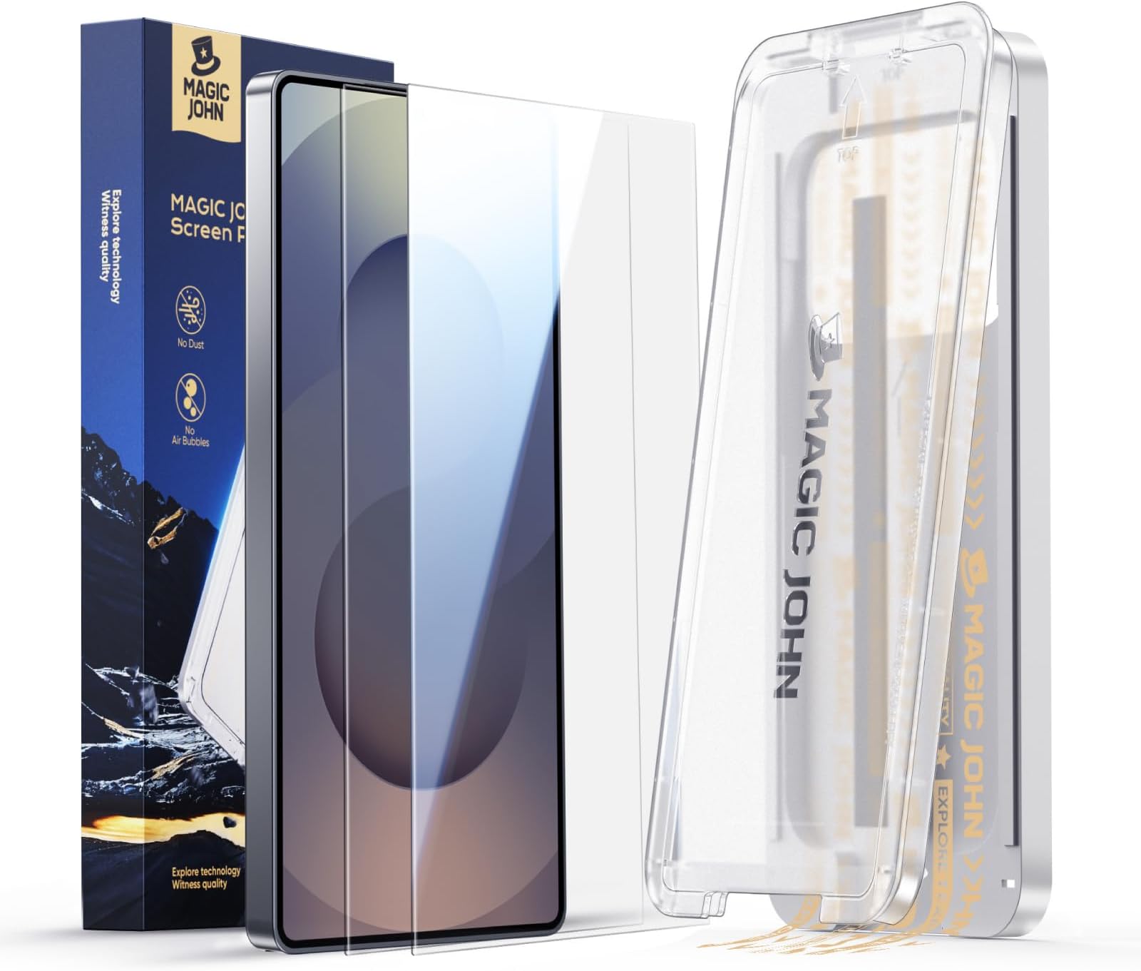 MAGIC JOHN 2 Pack for Samsung Galaxy S25 Ultra Screen Protector, with Shatterproof Tempered Film, Auto Dust-Elimination, Bubble Free & HD Clear, Easy Installation for Samsung Galaxy S25 Ultra