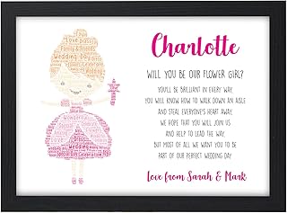 Personalised Will You Be My Flower Girl Gifts Flower Girl Bridesmaid Presents for Daughter Niece - Will You Be Presents for Wedding Party Favours - A5, A4, A3 Prints and Frames