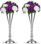 NUPTIO Trumpet Vase Wedding Centerpiece, 16.5" Tall, Metal, Gold, 2 Pcs | Flower Arrangement Table Centerpiece, for Anniversary, Ceremony, Party, Birthday, Event