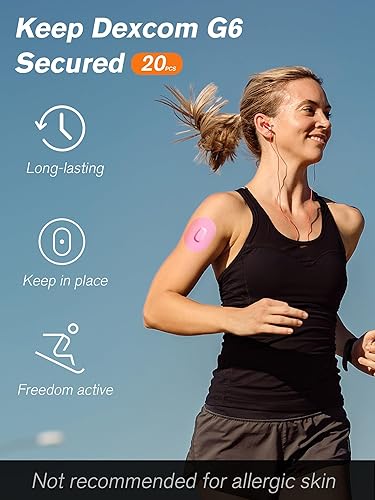 Miniatura 3 de Leng Ke 20 parches adhesivos Dexcom G6 – Parches impermeables para Dexcom G6, papel posterior precortado fuerte sin pegamento en el centro (rosa)