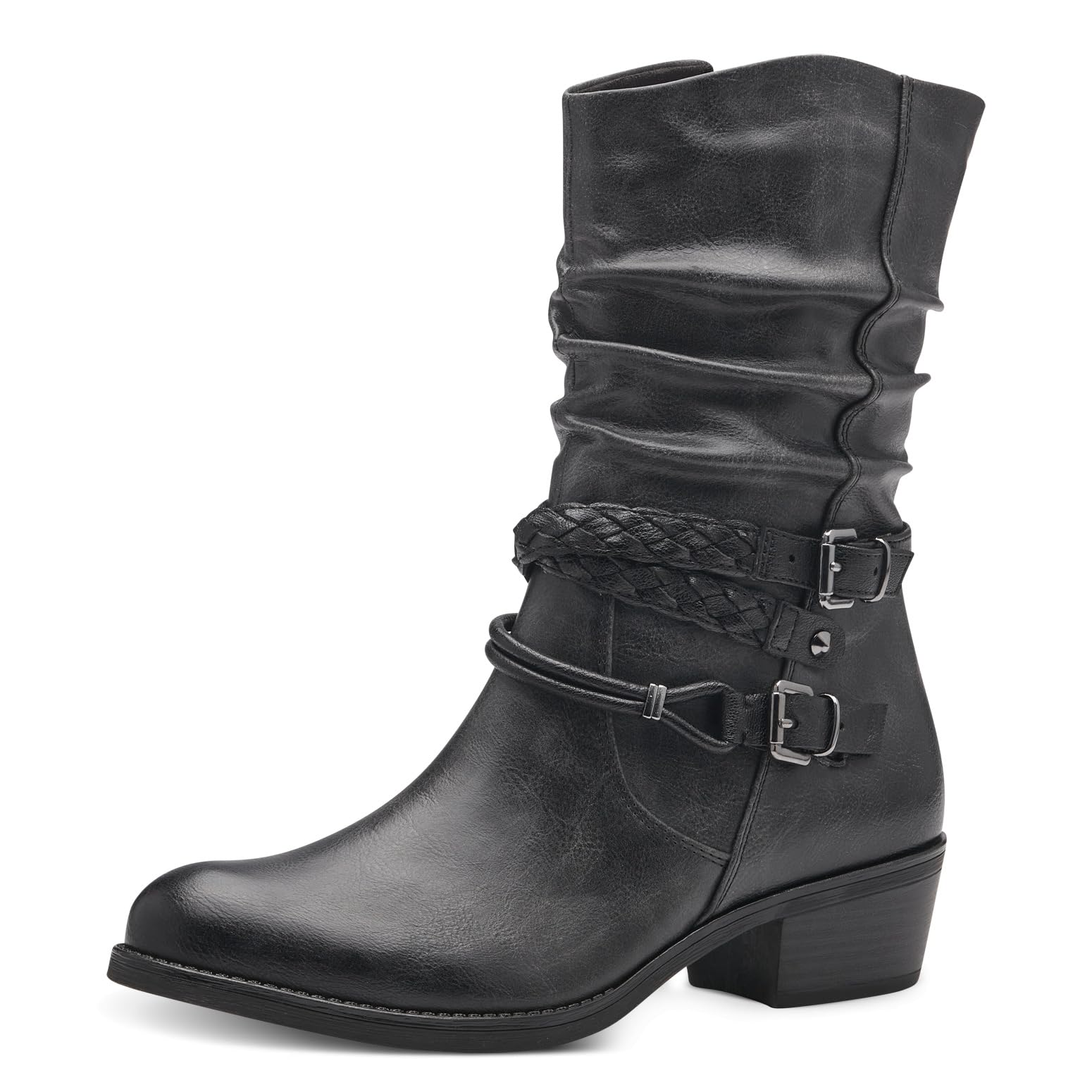 MARCO TOZZI Women's 2-25316-41 Boot Heel, Anthracite Com, 5.5