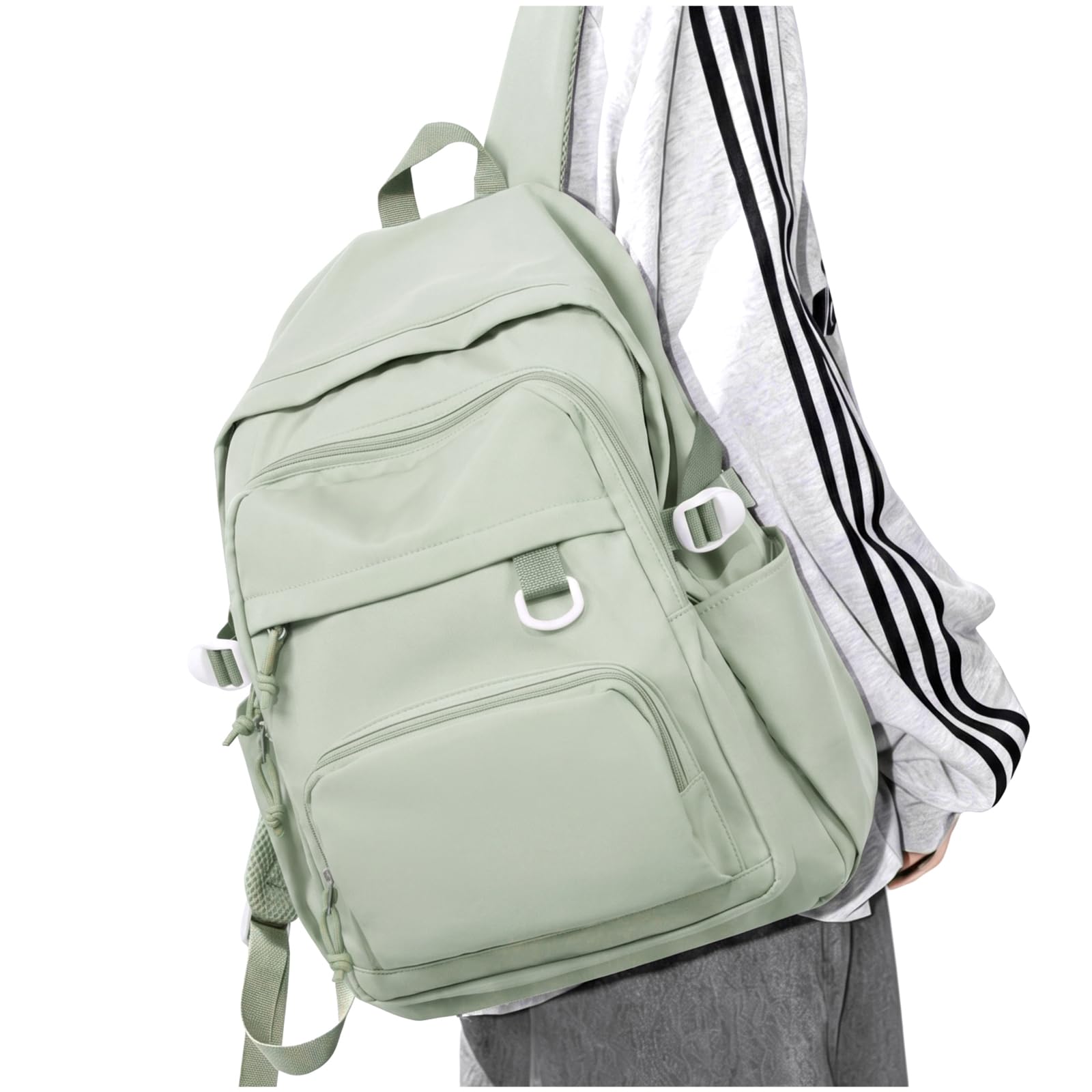 sikazan Schulrucksack Teenager Mädchen Groß Schulrucksack Damen Rucksack Uni Schultasche Wasserdicht School Backpack Womens Arbeitsrucksack Mit Vielen Fächern Grün