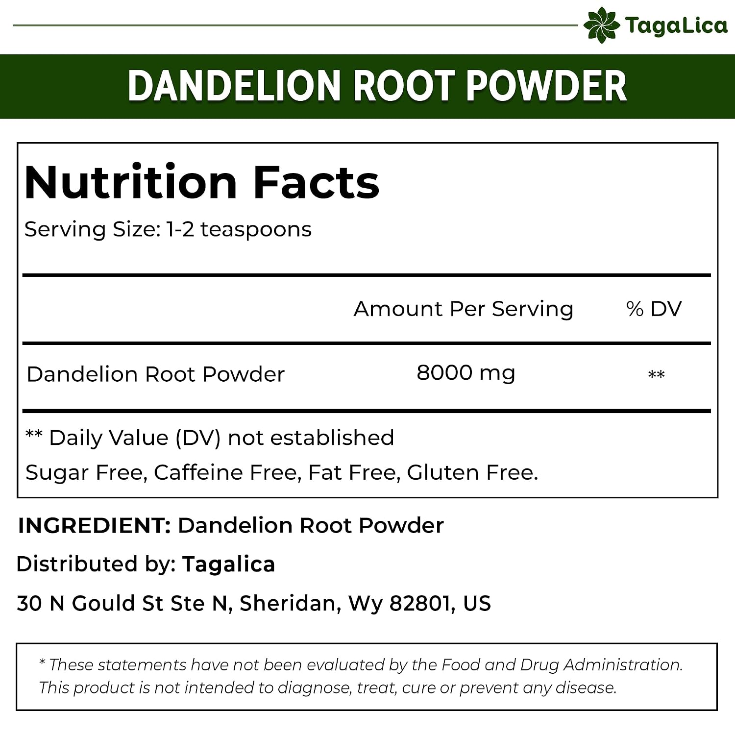 Premium 36 oz Dandelion Root Powder, 100% Natural and Pure from Dandelion Root, No Additives, No Gluten, No Sugar, Vegan