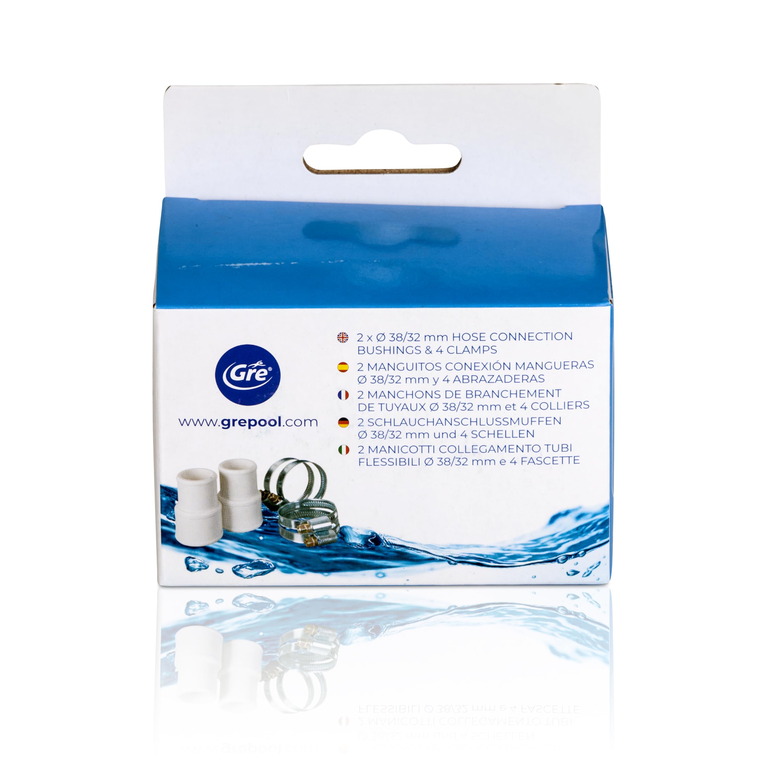 Gre AR511-Schlauchverbindungs-Kit: 2 Schlauchverbinder und 4 Klemmen mit 38 und 32 mm Durchmesser