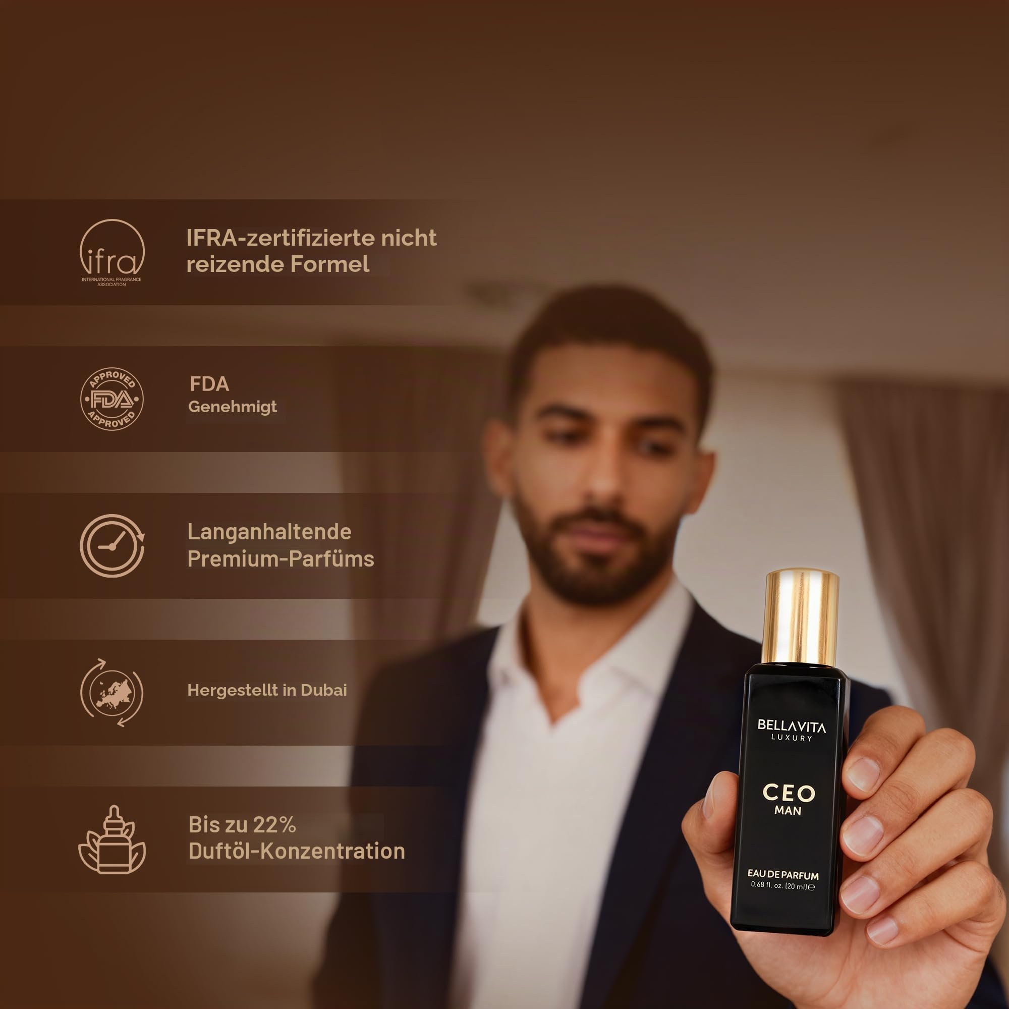Bella Vita Luxus-Parfüm-Geschenkset für Herren | 4 x 20 ml | Geschenkidee für Männer | Holzig, Zitrus, Oud, Premium-Duft | KLUB, OUD, CEO, G.O.A.T.