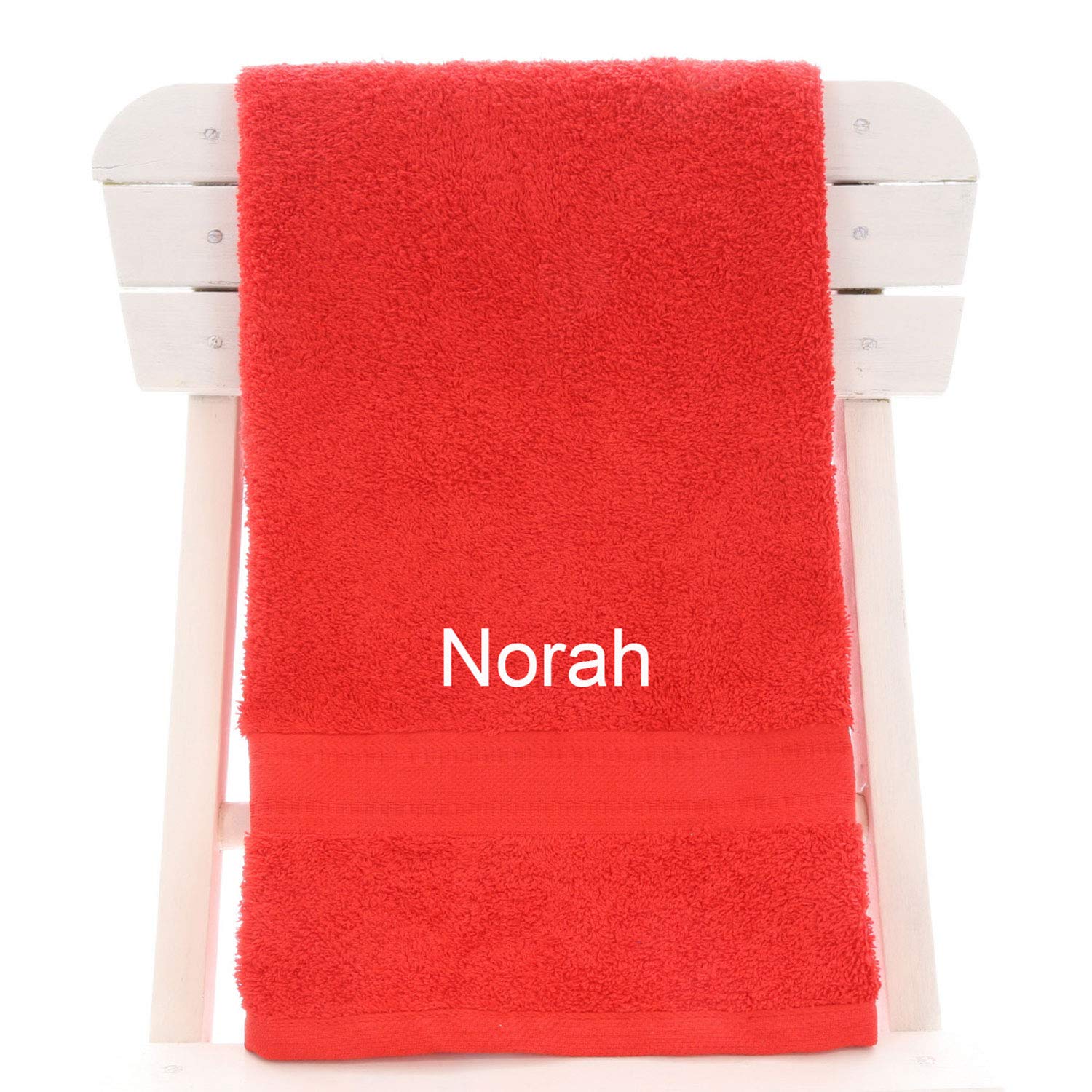 Aztex Red Personalised Children's 100% Cotton Bath Towel With Name Only, 550Gsm, 70Cm X 130Cm