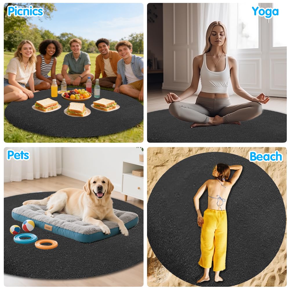 Tapis de Sol Piscine, 2M Tapis de Piscine Rond, Tapis de Sol pour Piscine, Antidérapant et Résistant, Rembourrage sous Piscine, Pliable Bâche de Sol pour Baignoires et Piscines Hors Sol