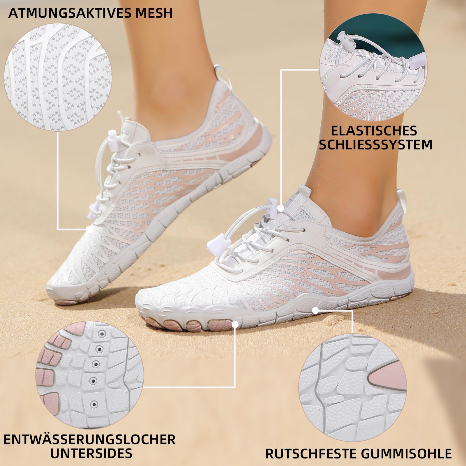 Chaussures Pieds Nus pour Femme - Chaussures Aquatiques saines et Confortables - Chaussures Aquatiques - Chaussures de Plage - Bout Large - Chaussures de Trail - Chaussures de Fitness