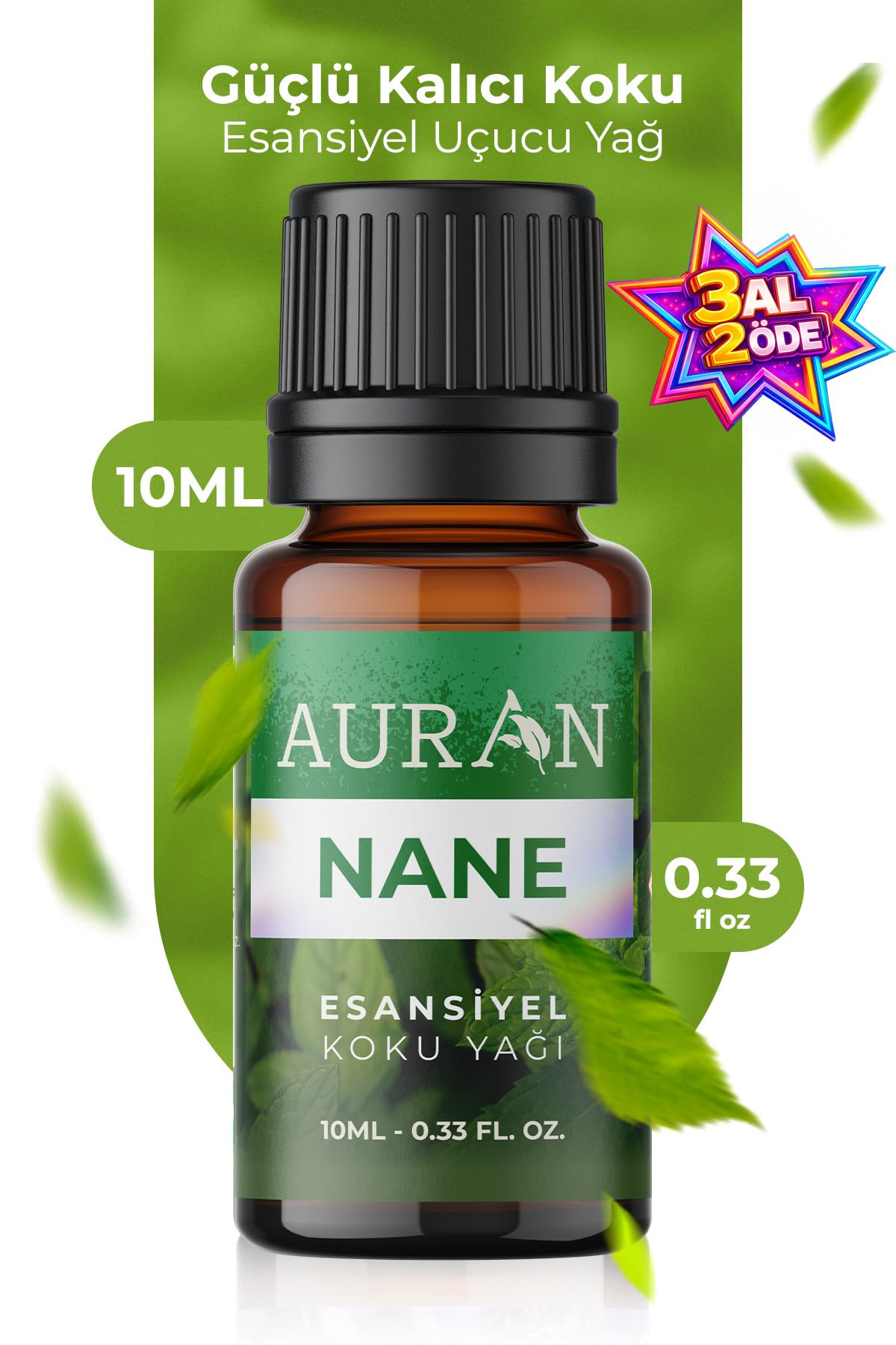 AURAN Nane Esansiyel Uçucu Koku Yağı Difüzör Esansı Buhurdanlık Yağı Aromaterapi Yağı 10ml