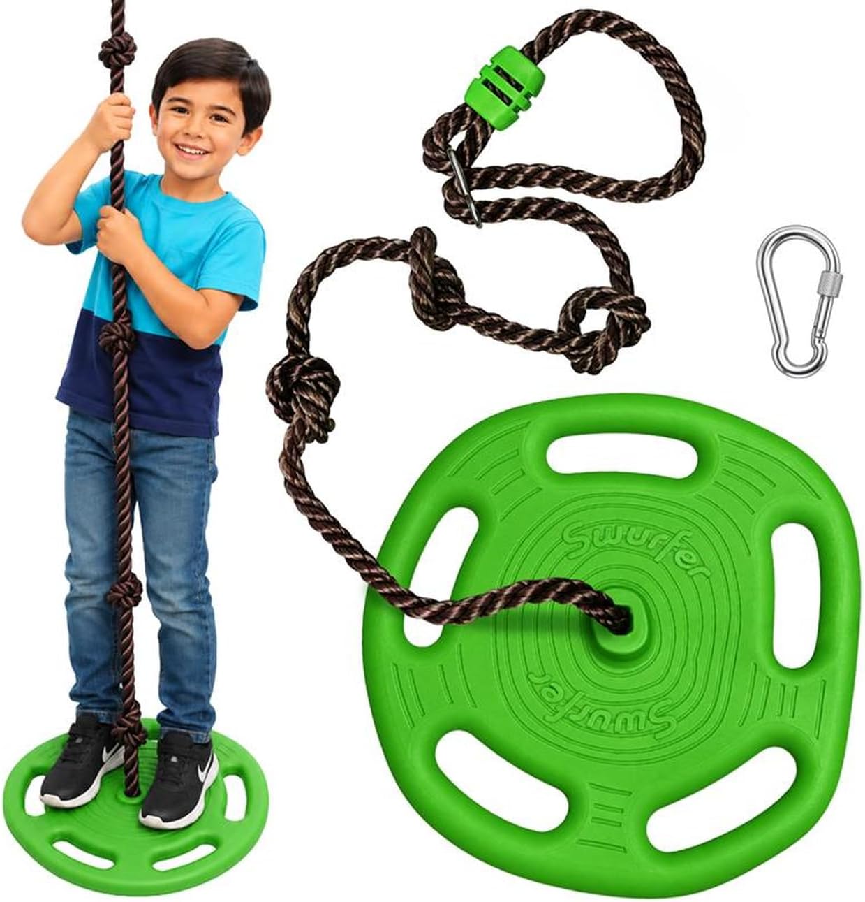 Swurfer Disco Tree Swing - Swing Sets for Backyard, Outdoor Swing, Swingset Outdoor for Kids, Easy Installation, Heavy Duty, Adjustable Climbing Rope, Weather Resistant