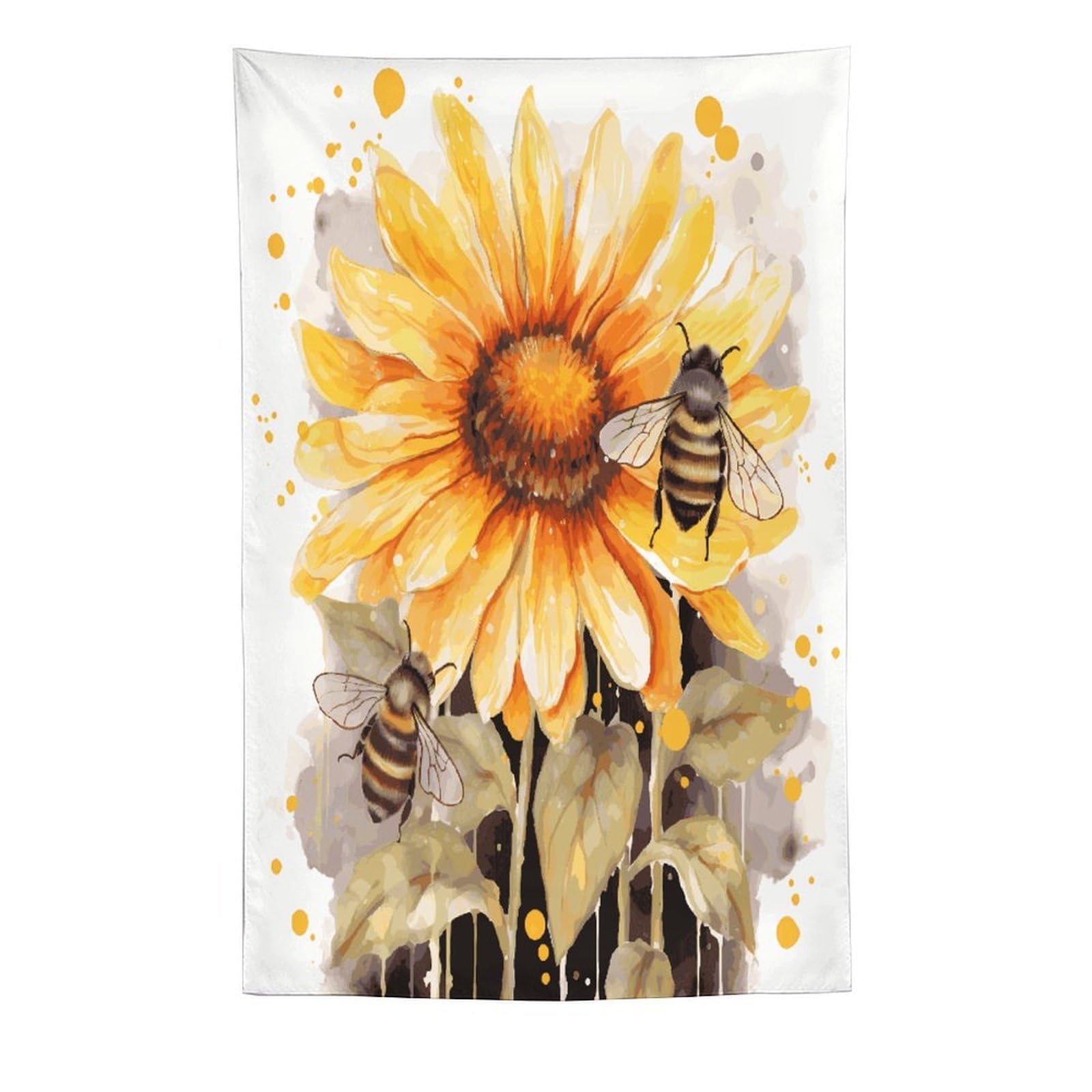 MUSM Blackboard Bees Sunflowers Tapestry with Installation Kit Personalized Wall Tapestry Aesthetic Tapestries Backdrop Banner Wall Art Hanging Decor for Home Picnic Beach Blanket 60"x90"