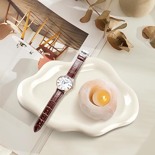 OHCCYML Jewelry Dish Cute Cloud Jewelry Tray, Aesthetic Ring Trinket Dish Jewelry Plate,Decorative White Ceramic Tray for Jewelry,Bracelet,Necklace,Key Thanksgiving Christmas Mother's Day Gift