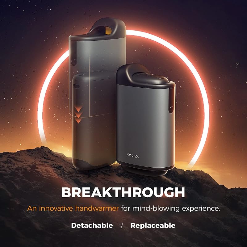 OCOOPA Kézmelegítő 10000 mAh - Újratölthető Elektromos Zsebmelegítő és Powerbank, Alumínium Ház, Narancs Színben, Kültéri Sportokhoz, Túrázá