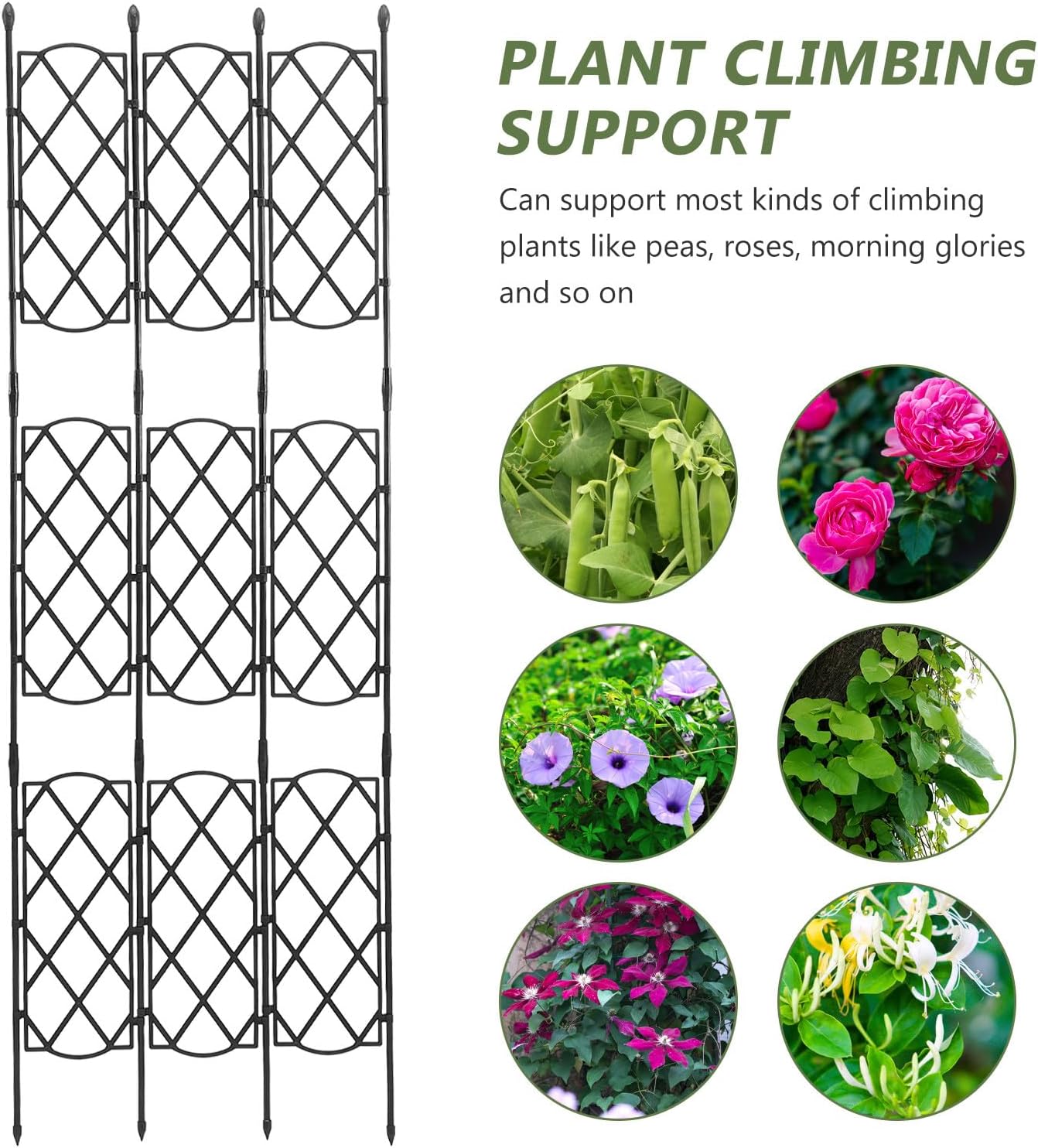 ibasenice Garden Trellis Steel Plant Support Stake for Climbing Plants Outdoor and Indoor, Adjustable 46.5-135cm Metal Climbing Screen for Courtyard and Potted Vines