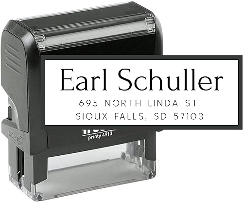 Stampi Sello de dirección de devolución Texto personalizable de 3 líneas con 15 gráficos Sello de goma o mango de madera autoentintado Sello