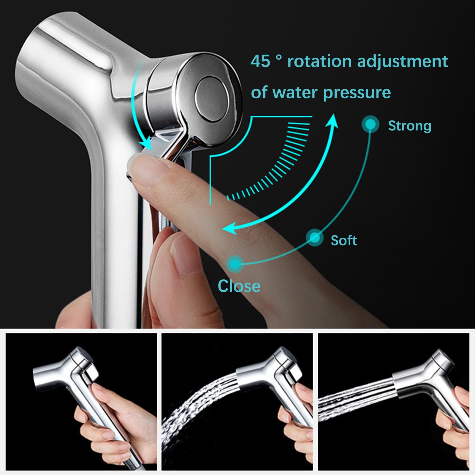 Pulverizador de Bidé de Mano Rociador Bidé Pulverizador Ajustable Portátil Kit Ducha de Bidet para Baño, Baño de Mascotas, Inodoro, Sartén en Cuclillas, Higiene Personal