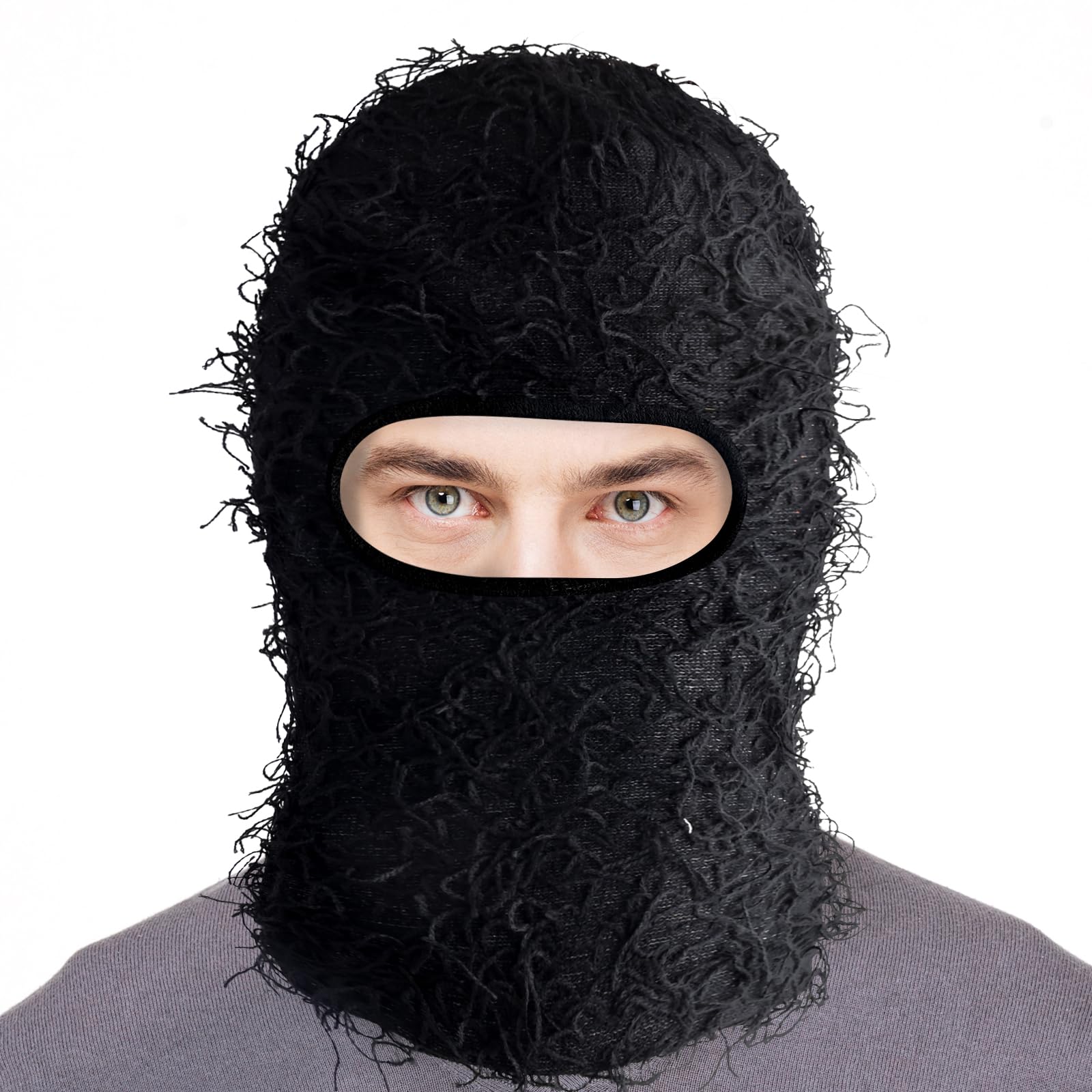 Amazon.co.jp: Abnaok バラクラバ ダメージ加工 ニット フルフェイス