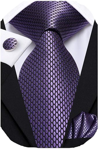 Dubulle Mens Tie Set Solid Paisley Silk Striped Necktie for Men with Cufflinks Tie and Pocket Square