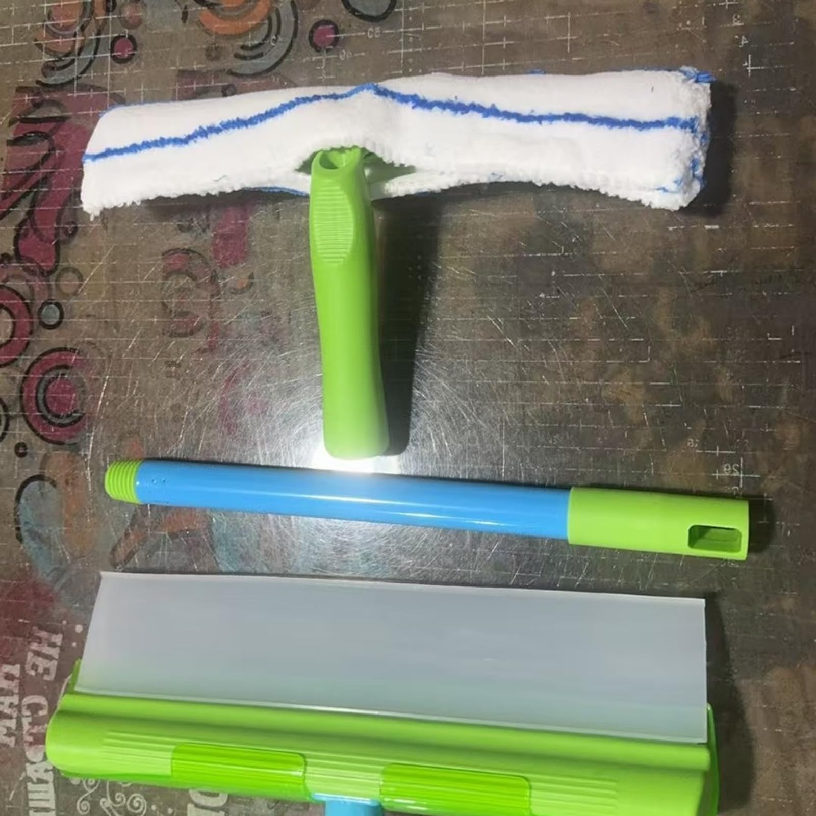 Ali - Kit de limpiador de ventanas reciclable, juego de limpiador de ventanas con limpiador de microfibra para puertas de ducha, espejos y coches (2 unidades, azul)