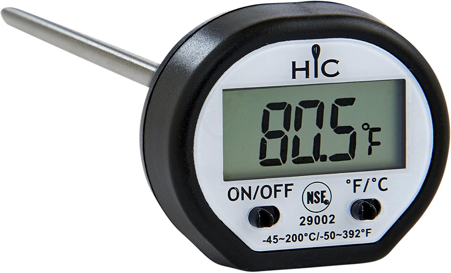 review HIC Roasting Instant-Read Digital Meat Thermometer, Shatterproof LCD Display, Stainless Steel with Protective Sheath and Internal Temperature Chart