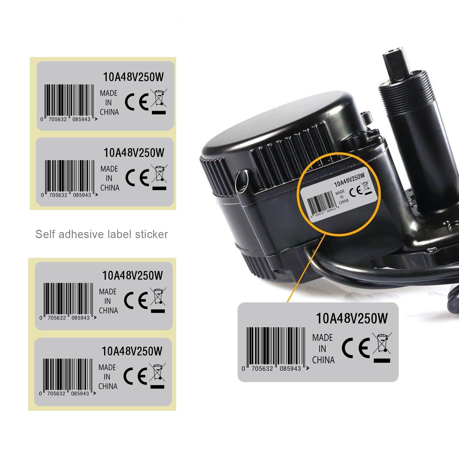 OTOTEC Naklejka na silnik z napędem środkowym, 10 A, 48 V, 250 W, srebrna, winylowa, wodoodporna, kryształowa, nowoczesna, okrągła, na zewnątrz, kompatybilna z Bafang, naklejka na silnik roweru