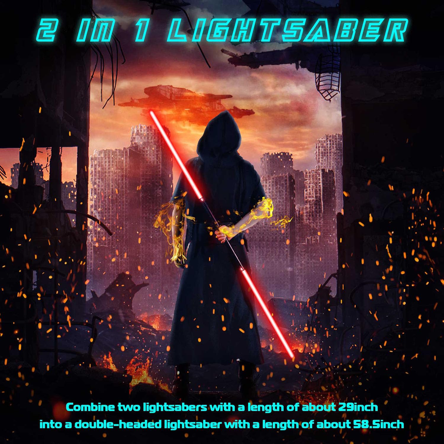 Sabre Laser pour Enfants, 2 Pièces Lightsaber 12 Couleurs Sabre Lumineux, Epées Laser Rechargeable avec Son, Costume Cosplay d'halloween, Jouet pour Enfants (1 PC)