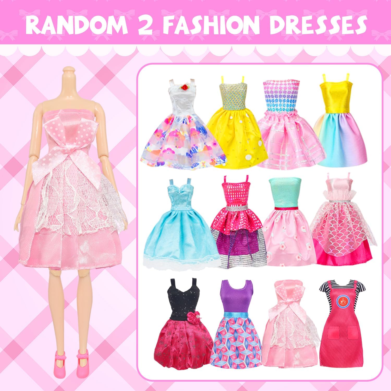 K.T. Fancy 100 Pcs Doll Clothes and Accessories 5 Wedding Gowns 10 Camisole Dress 2 Fashion Dresses 2 Tops 2 Pants 2 Bikini Swimsuits 10 Shoes 40 Hangers 17 Accessories for 11.5 inch Doll