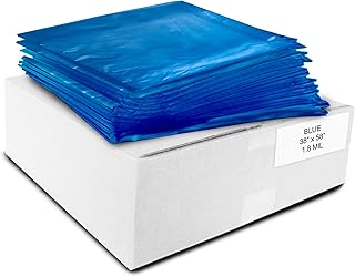 ALL SUPPLIES SHOP Medium, Large 38â€ X 58â€ Blue Trash Can Liner, 55-60 Gal Garbage Bags, 47 Micron 1.8 Mil Thick for Homes/Offices/Bathrooms/Hospitals/Hotels/Gyms, Indoor/Outdoor Use 100 Per, Flat