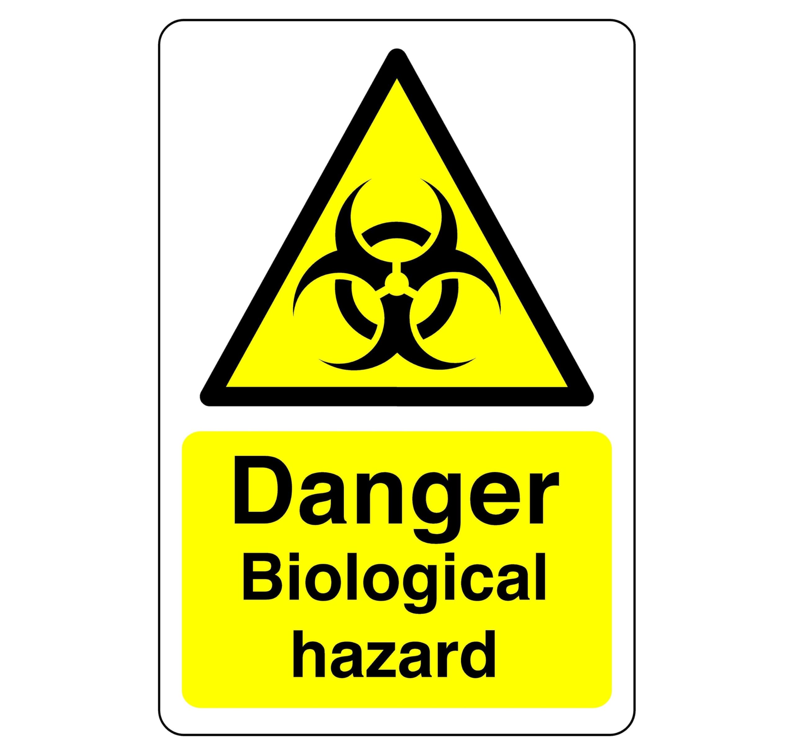 Safety First Display Ltd Yellow/Black Danger Biological Hazard Sign - High Tack Self-Adhesive Sticker (200Mm X 150Mm) Viewing Distance Within 5M.