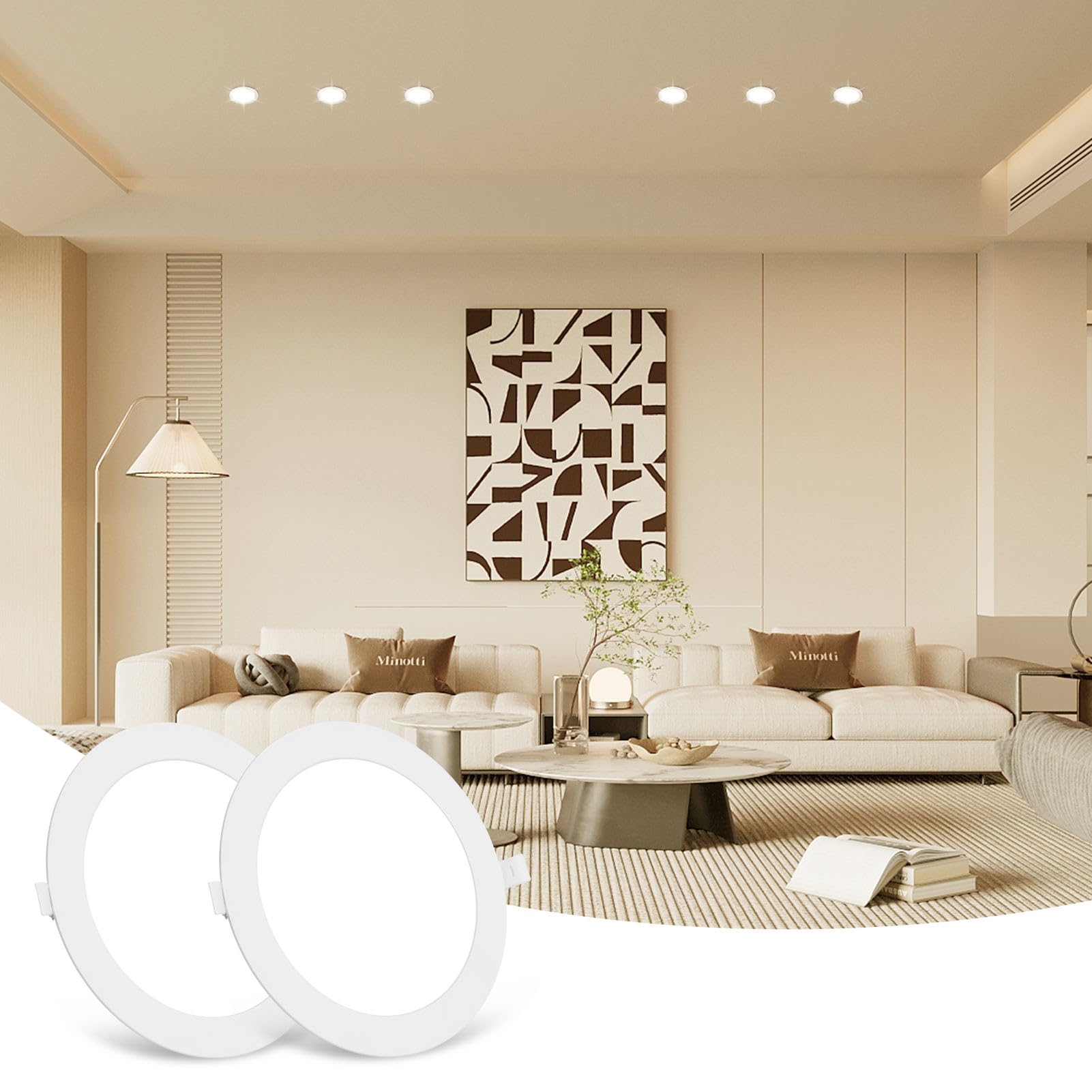 Bellanny LED Recessed Ceiling Lights, 6W 540LM 4500K Neutral White Spot Lights, 1.1cm Ultra Slim Downlights for Living Room Kitchen Bulkhead Porch Bedroom Office （ 2 Packs ）