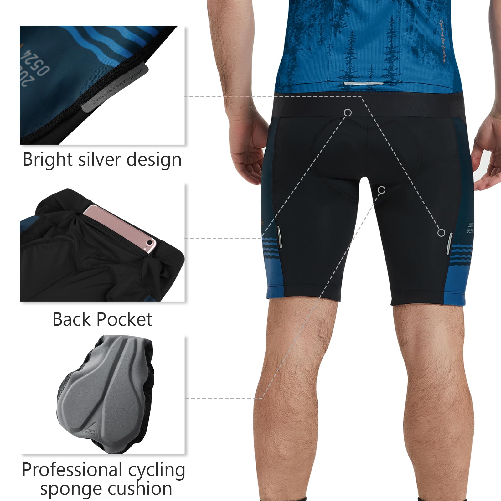 Santic Pantalones Cortos Ciclismo Acolchada Pantalones Bicicleta