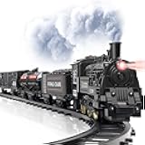 OCHIDO Train Set - Electric Train Toy Gift for Boys Girls,with Railway Kits,Steam Locomotive,Transport Vehicle &Tracks, Light,Smokes & Sound,Christmas Train Gifts for 3 4 5 6 7 8+ Year Old Kids