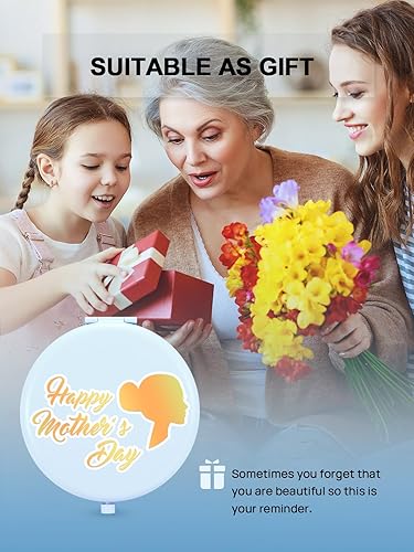 Miniatura 22 de Espejo compacto para bolso, espejos de maquillaje de bolsillo de metal con aumento de doble cara 1X/2X (redondo, cian)