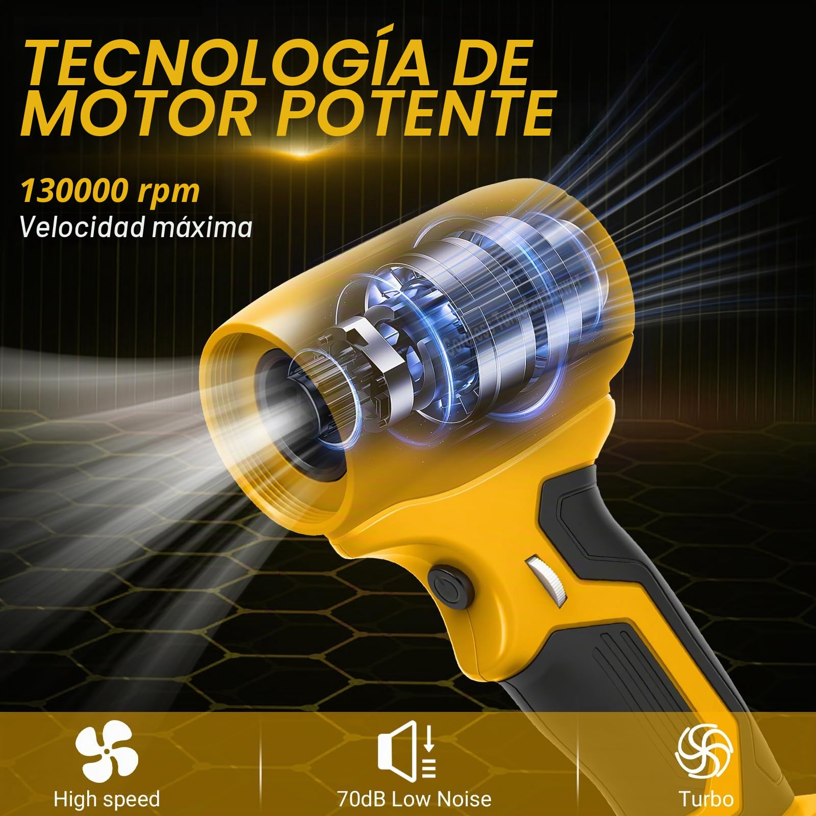 Mini soplador de hojas con batería compatible con Dewalt 20V 18V, 30 m/s, 130000 rpm, motor sin escobillas, 5 boquillas incluidas, ligero y portátil para terraza, césped, limpieza de automóviles y