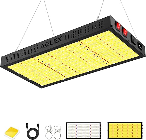 Miniatura 8 de AGLEX E1200 Luz LED de crecimiento, luz de crecimiento de espectro completo con diodo UV IR, luces de cultivo para plantas de interior con cadena de