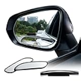 LivTee Blind Spot Car Mirror, Long Framed HD Glass and ABS Housing Convex Wide Angle Side Rearview Mirrors with Adjustable Stick for Universal Car (2 pcs)