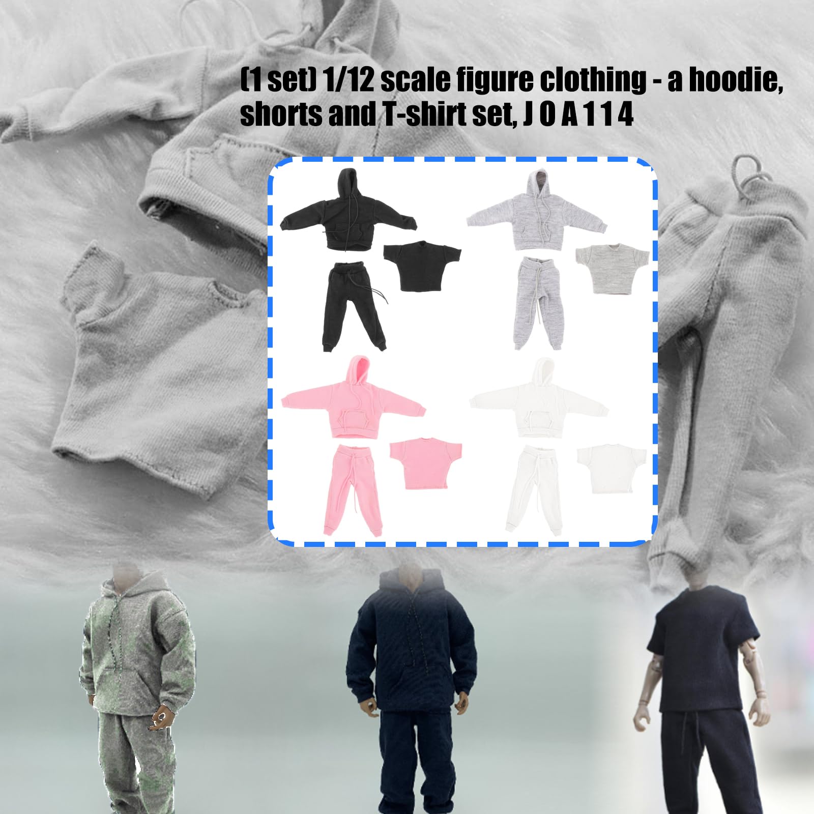 Sammlerstück, 1/12 Actionfigur, Kleidungsstück, Kapuzenpullover, Jogginghose, Oberteil, T Shirt Set für Soldatenfigur, Rollenspiel, Spielzubehör, Kleidungsset