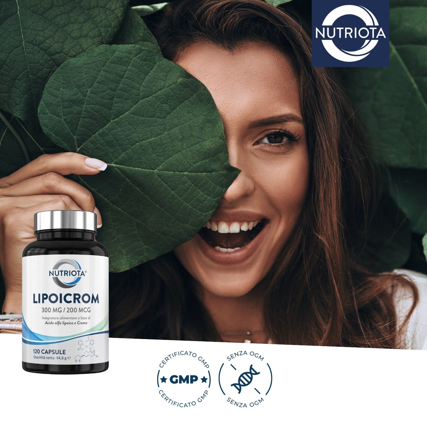 Nutriota Acido alfa lipoico 300 mg con cromo picolinato 200 mcg 120 capsule integratore alimentare