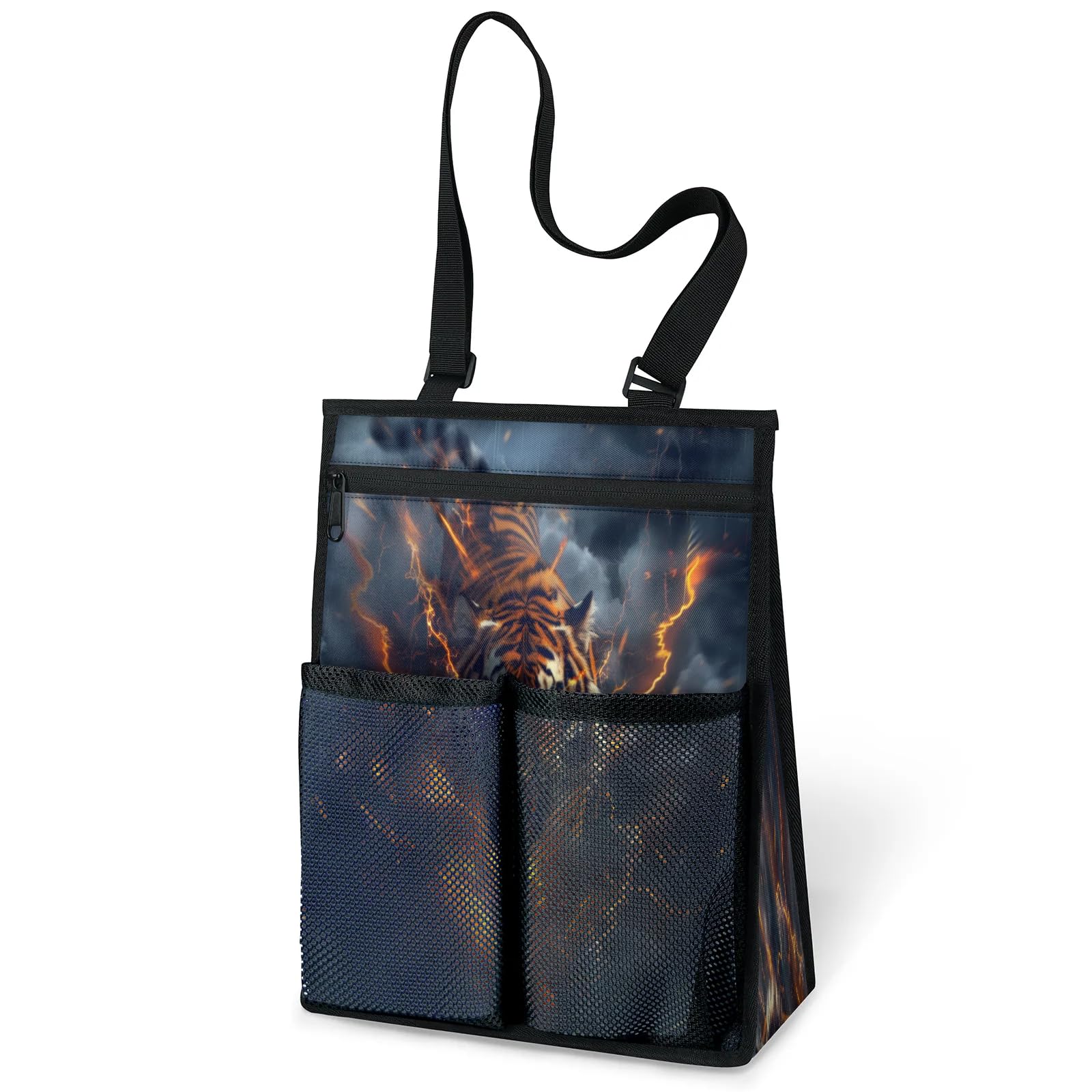 Ourtheme Fire Tiger Portable Shower Bag for Travel Gym Camp Beach Tote Shower Caddy Bags Hanging Toiletry Organizer