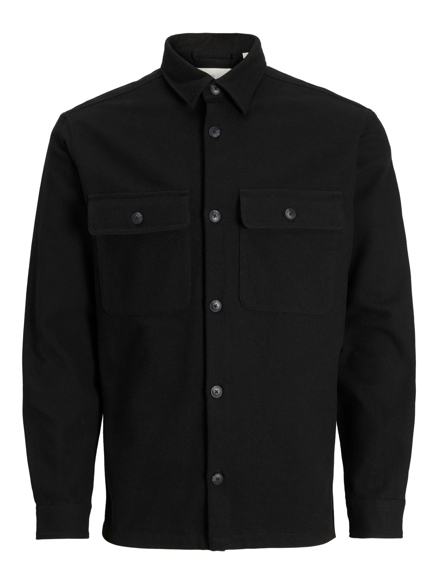 JACK & JONES Male Overshirt Regular Fit Overshirt, Black Beauty, XL
