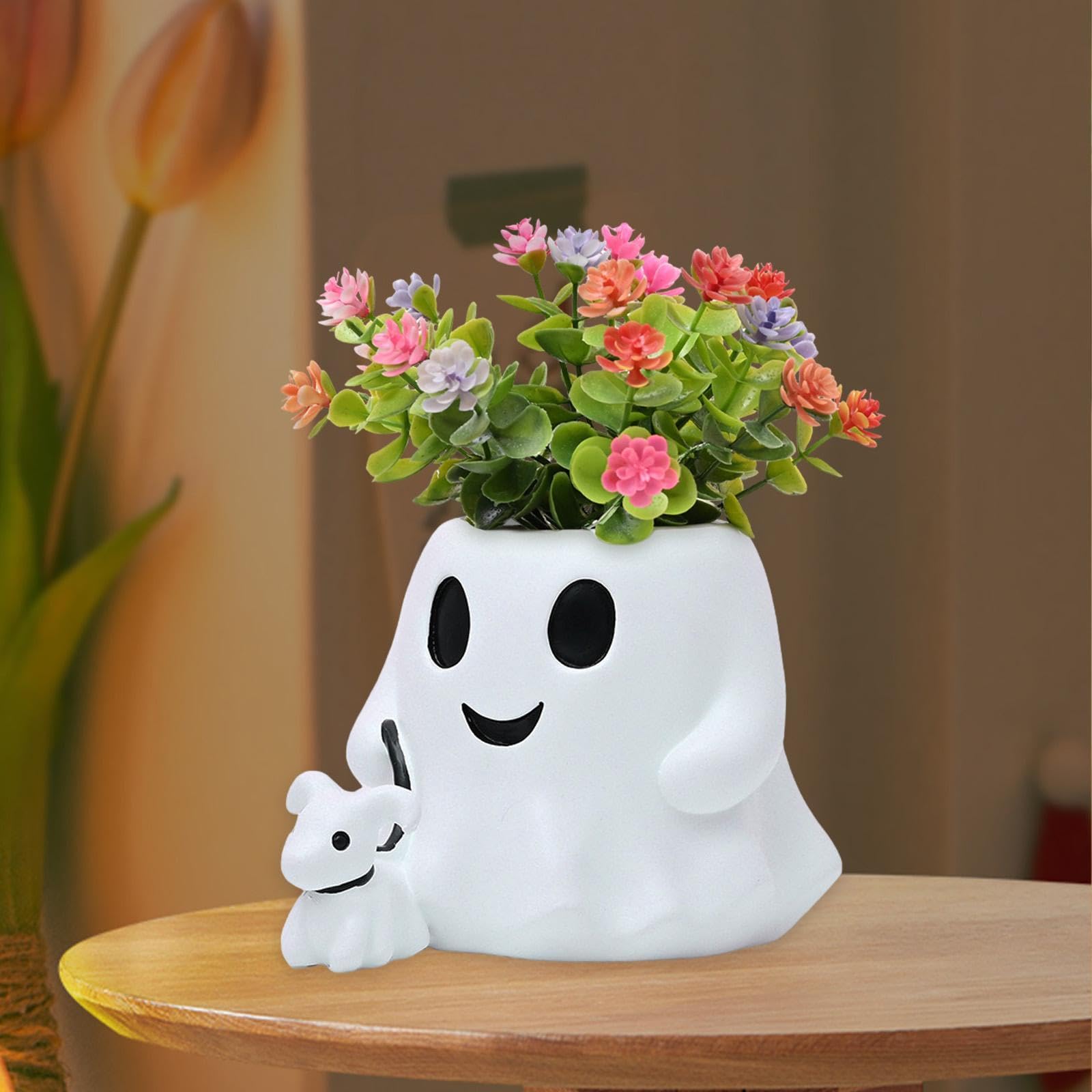 Vaso Fantasma Fioriera da Davanzale Ciotola per Dolci Portavasi per Piante in Resina Leggera Adatto per Regali di Compleanno Ufficio E Casa, Senza Fiori