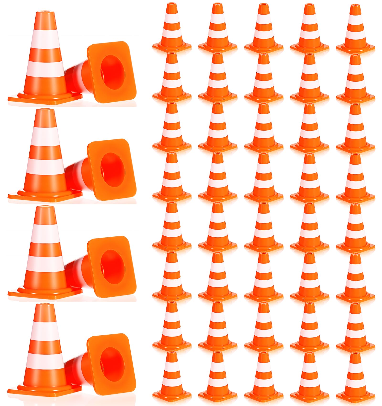50Pcs Mini Traffic Cones, Mini Cones for Model Scene, DIY Traffic Play